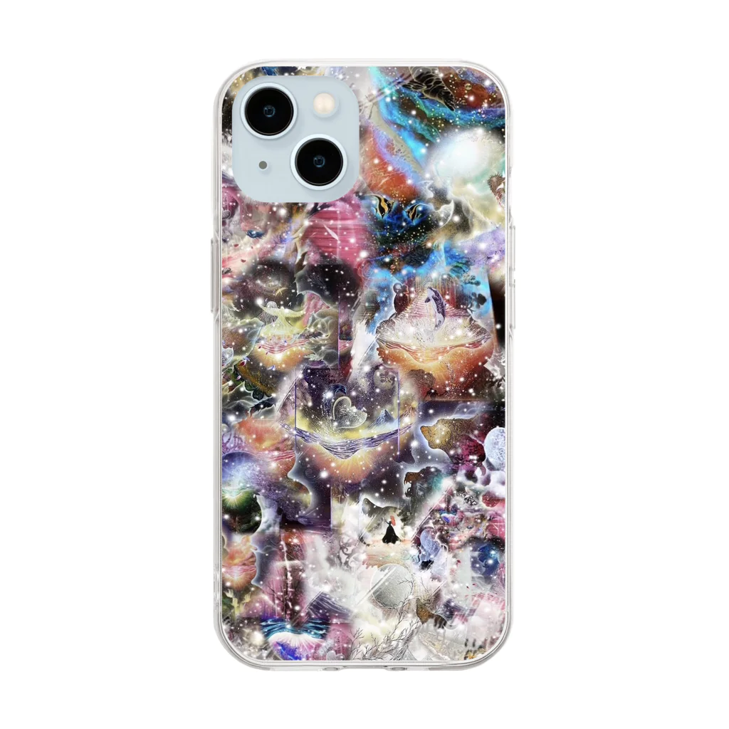JUNGOonlyART 公式SHOPの桜カラーの幸せデザイン Soft Clear Smartphone Case