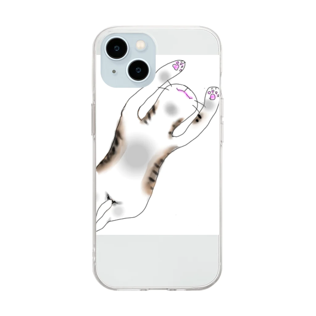 もふもふパニックののびのびテンちゃん Soft Clear Smartphone Case