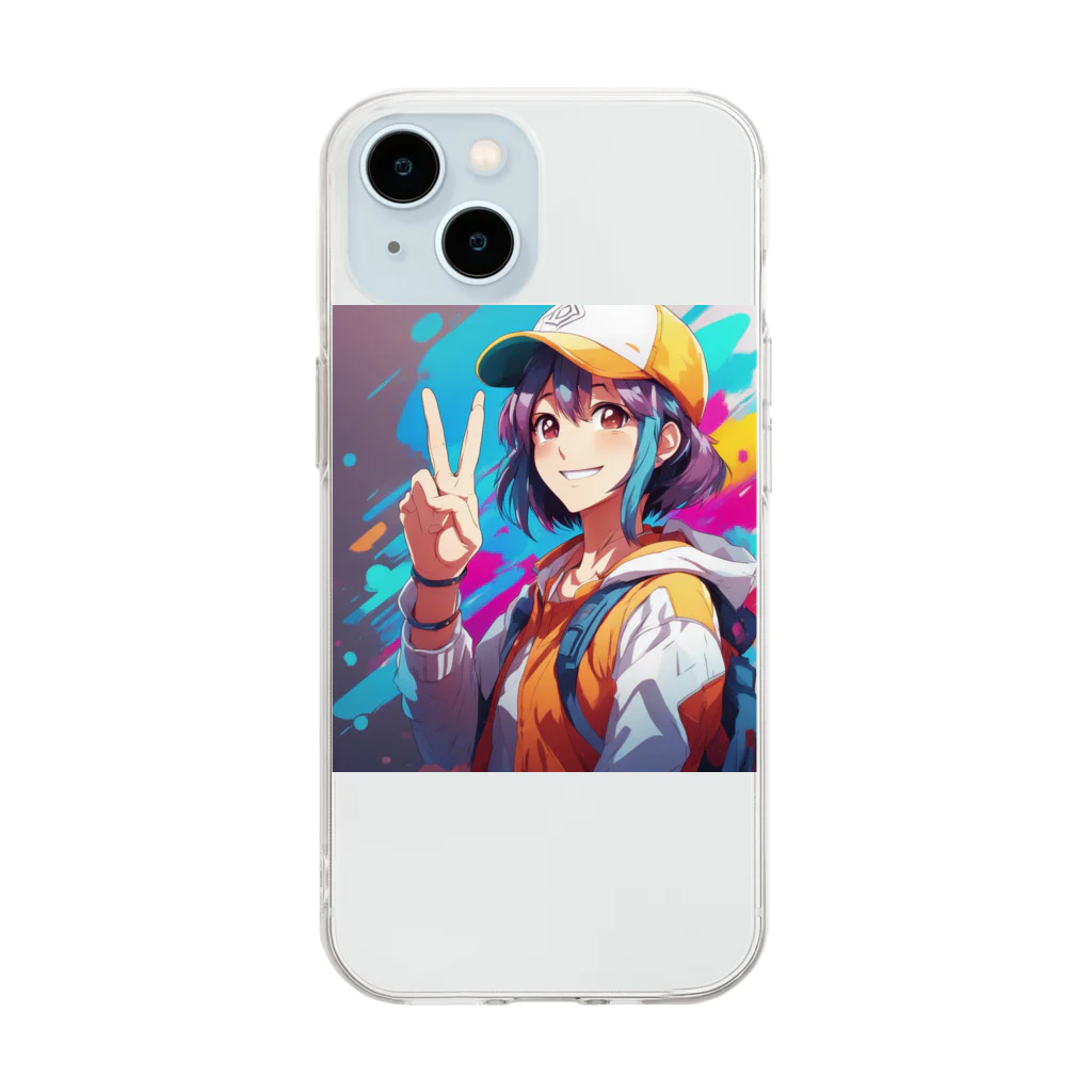 赤ペンギン@AIのピースフル！ Soft Clear Smartphone Case