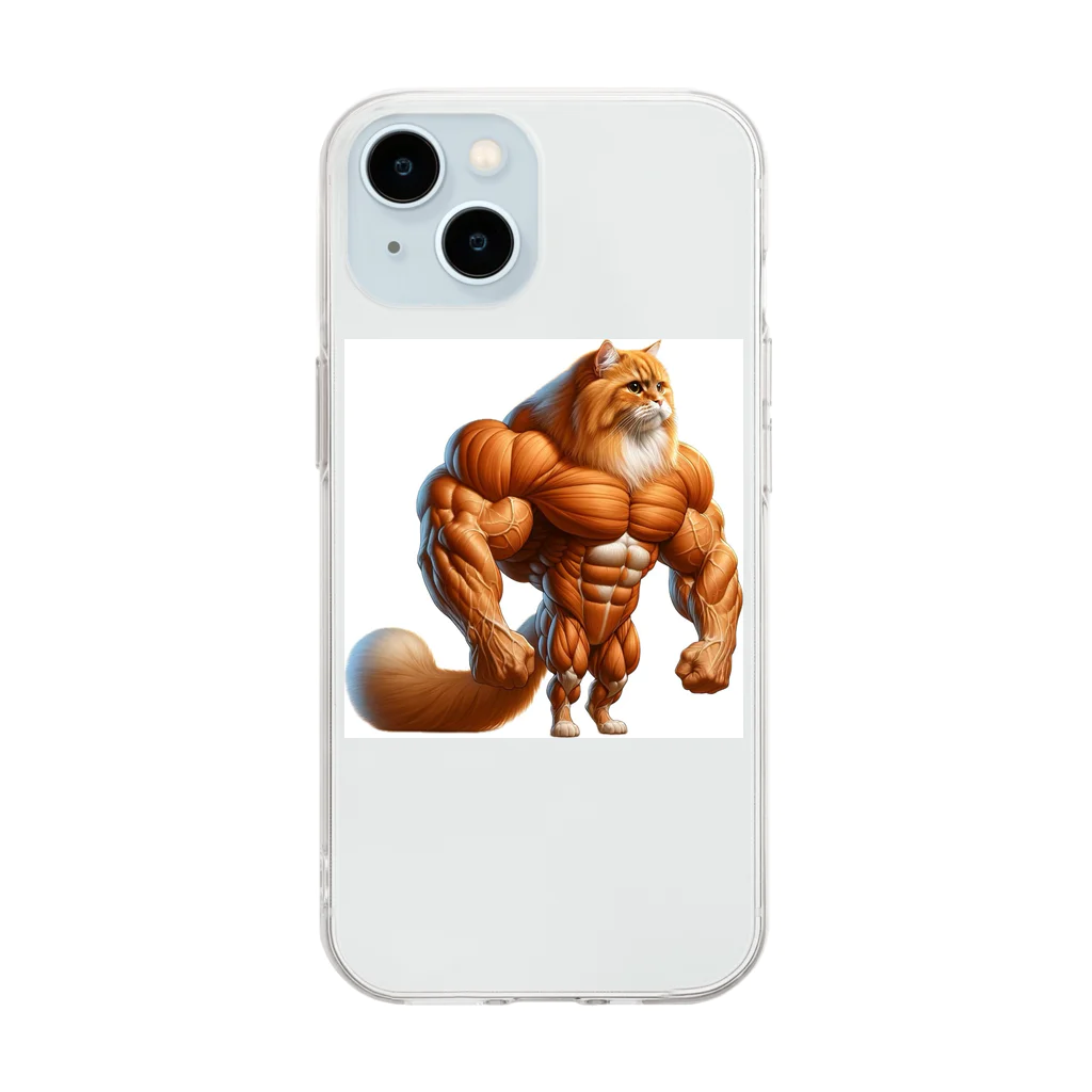 マッスルアニマルのねこマッチョ Soft Clear Smartphone Case