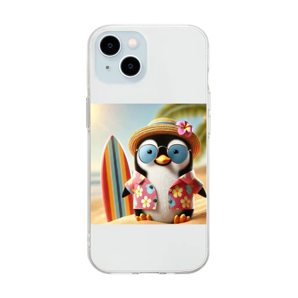 akinyan3128の南国のペンギンさん Soft Clear Smartphone Case