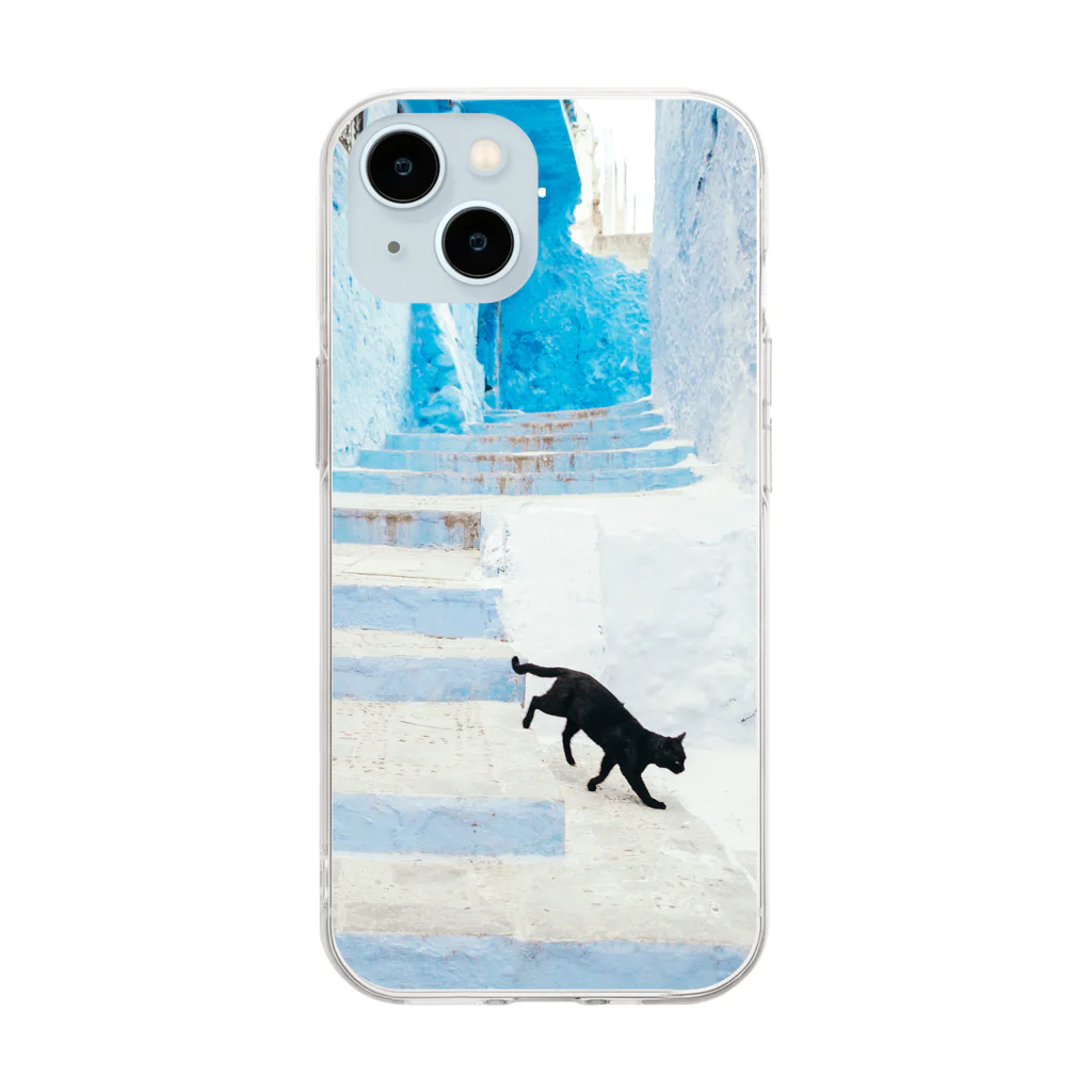 片渕 ゆりの絵画のような黒猫 Soft Clear Smartphone Case