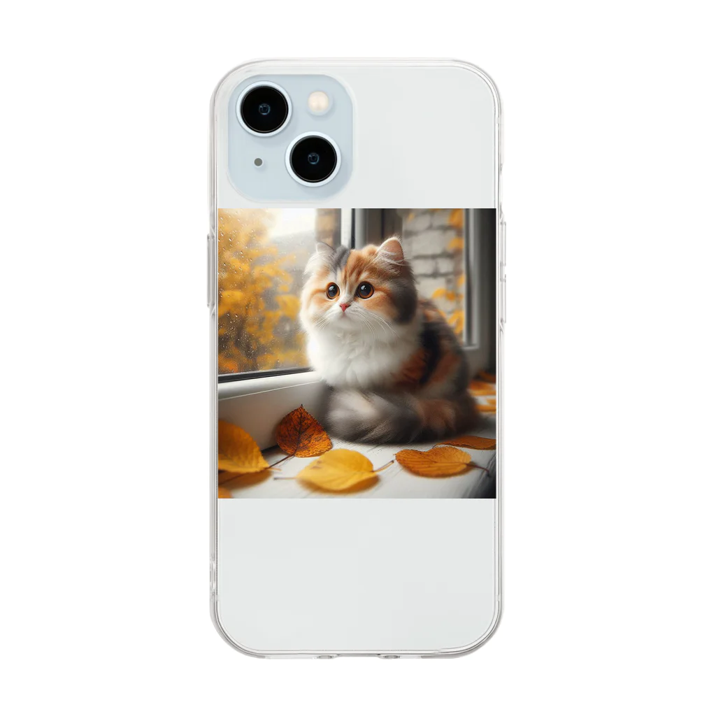 癒しの時間のかわいい三毛猫グッズ Soft Clear Smartphone Case