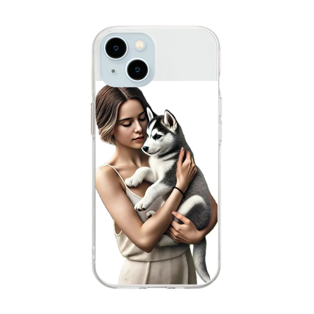 やまけんのかわいさ満点！子犬のハスキー！ Soft Clear Smartphone Case