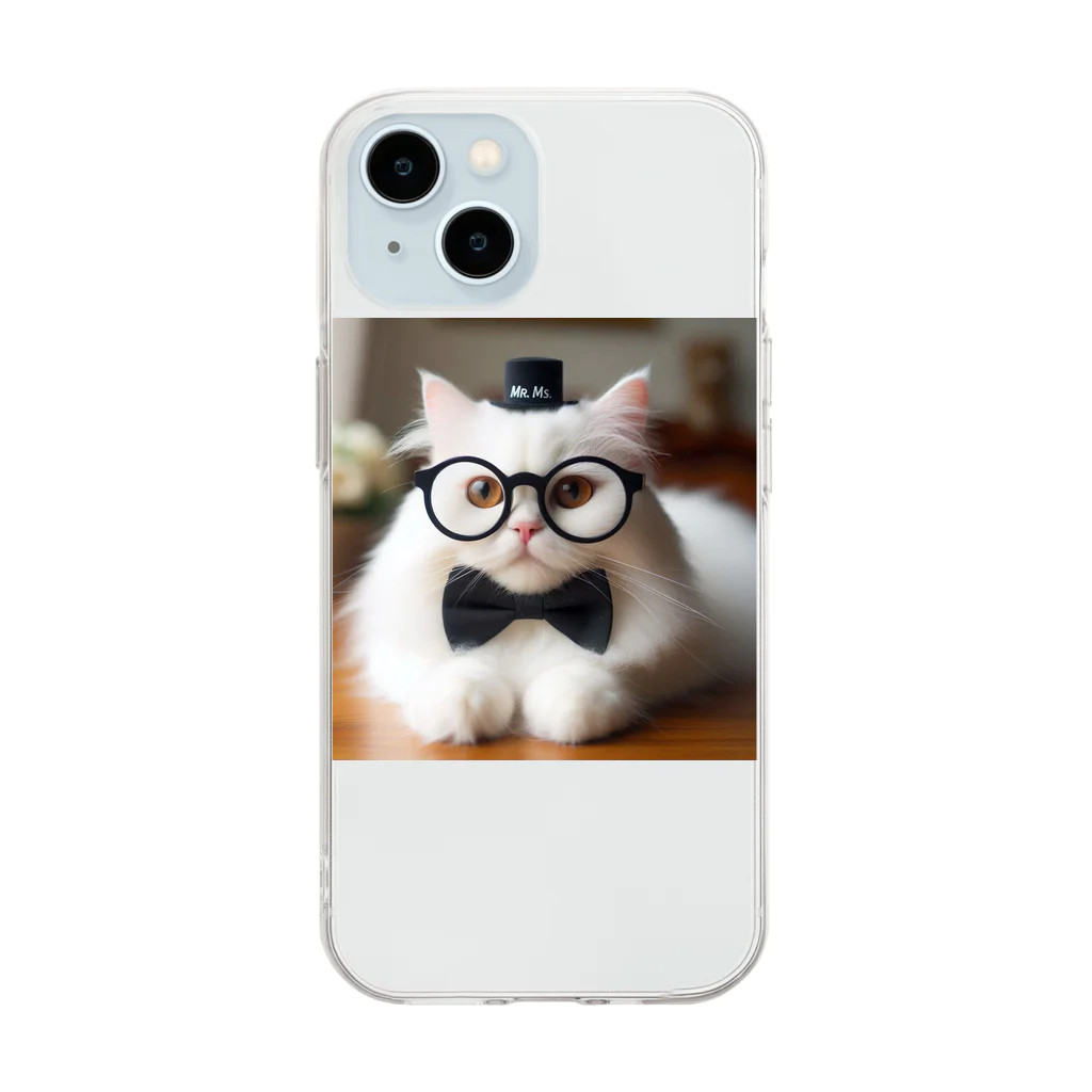 ai-AIの猫教授 Soft Clear Smartphone Case