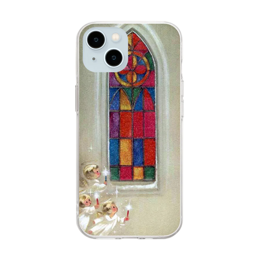 THE SACRED SECRETのステンドグラスと天使 Soft Clear Smartphone Case