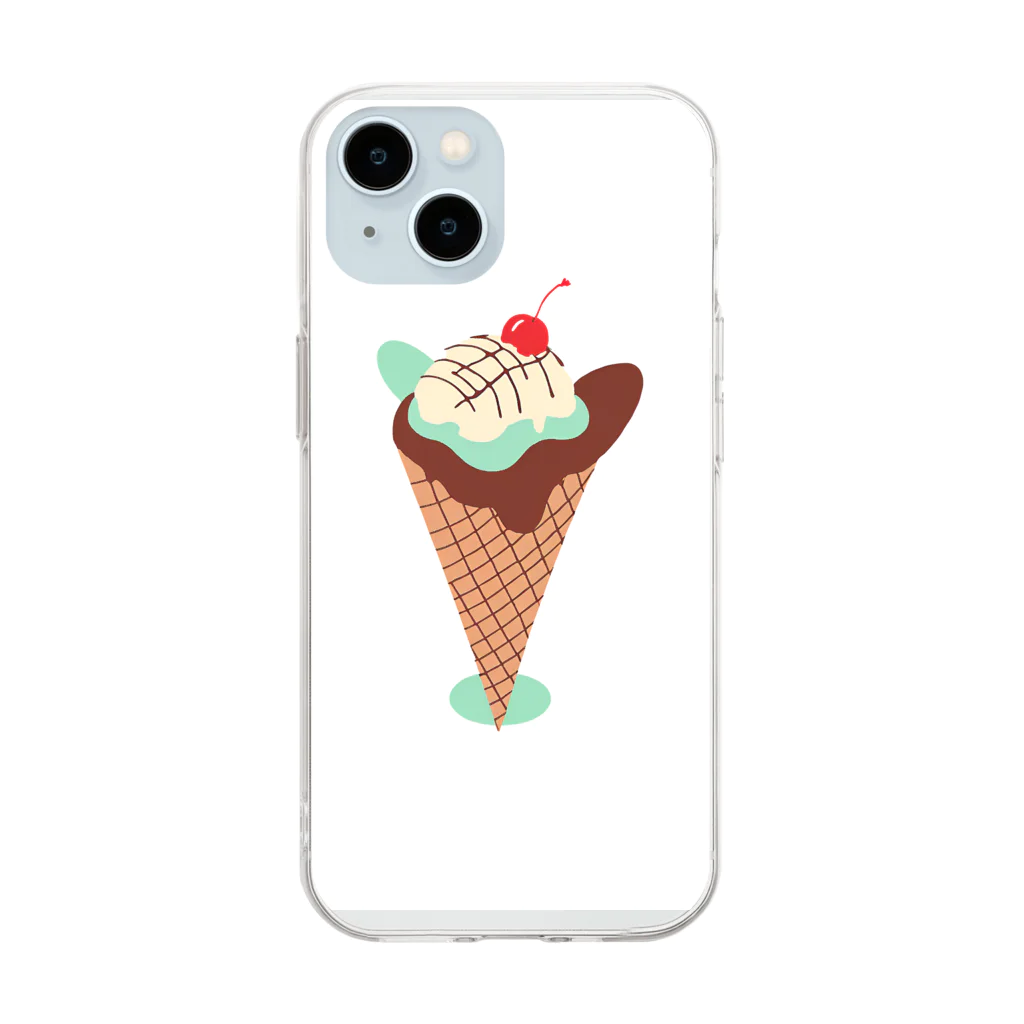 fun fikaのチョコミントアイス Soft Clear Smartphone Case