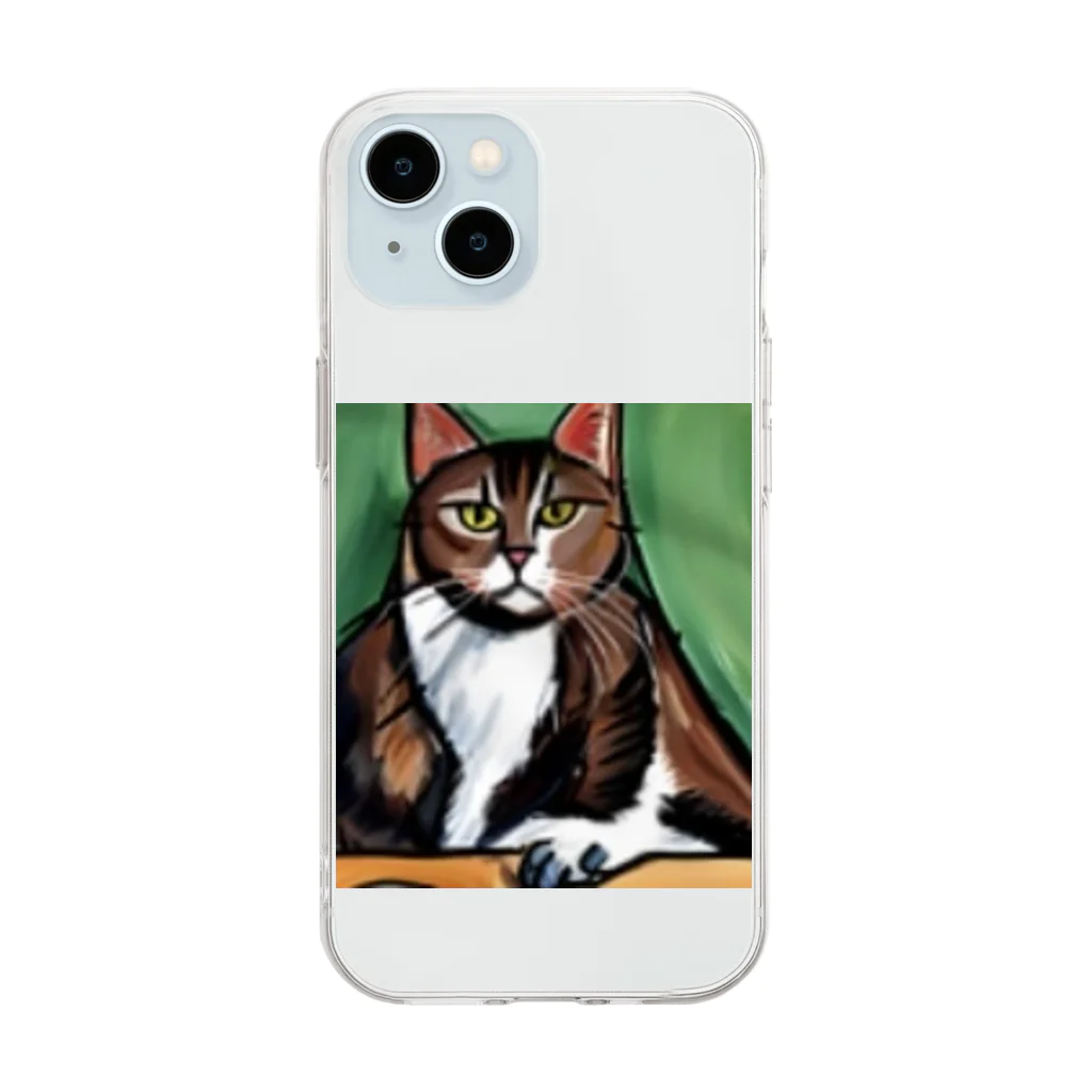 Ppit8のどっしりかまえる猫ちゃん Soft Clear Smartphone Case