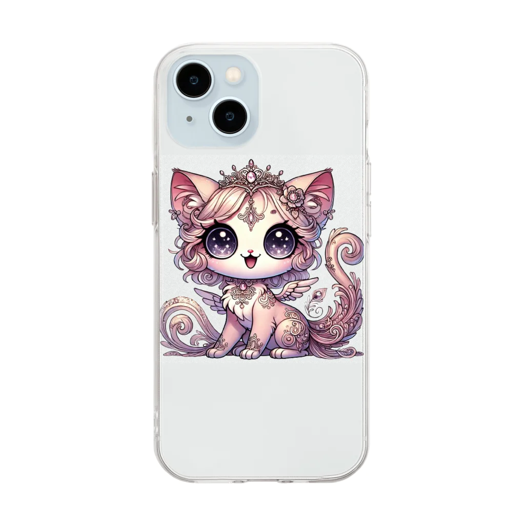 Snow-peaceの幻想のプリンセスキャット Soft Clear Smartphone Case