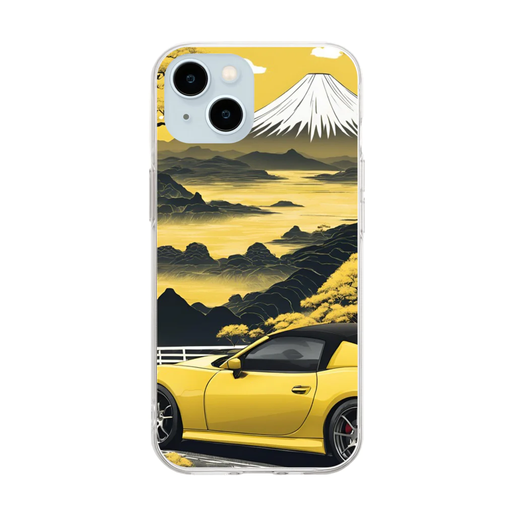 JapanCarStyleの黄色いスポーツカーと日本の風景2 Soft Clear Smartphone Case