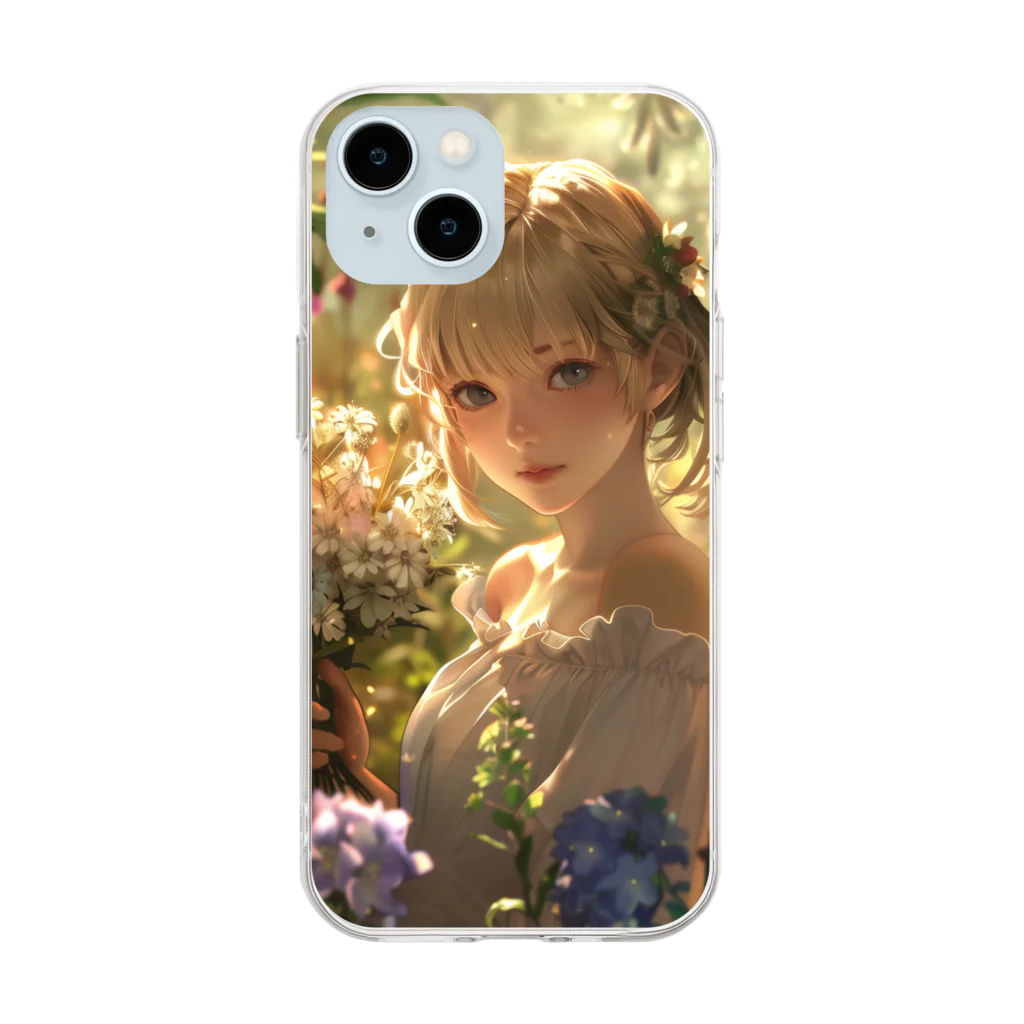 花束娘のFantasy Flower Field - Girl's Smile Soft Clear Smartphone Case