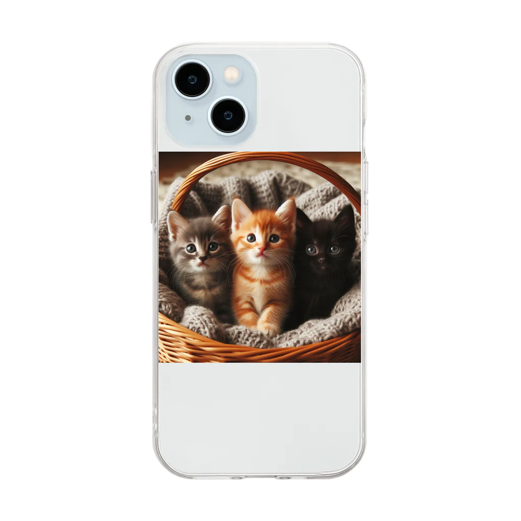 キャットパラダイス☆彡の3匹の猫ちゃんグッツ Soft Clear Smartphone Case