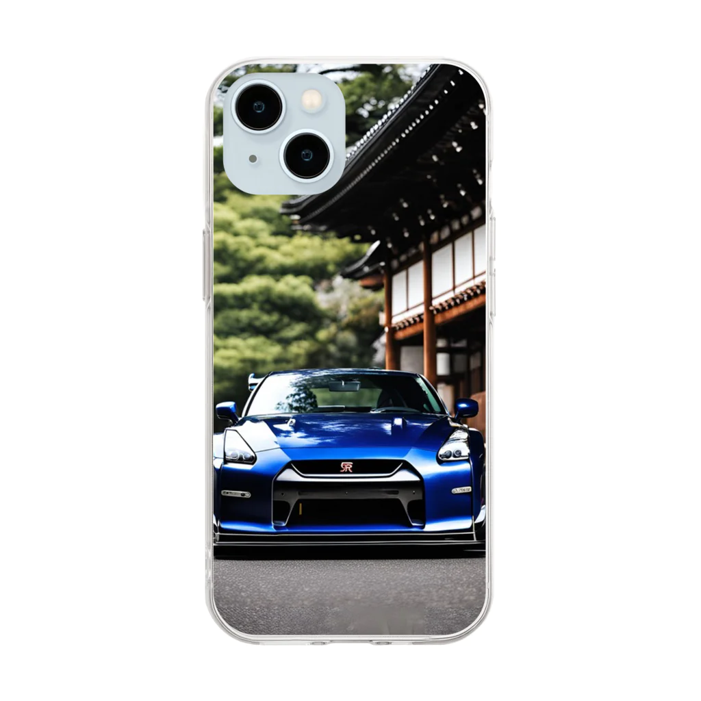 JapanCarStyleの青いスポーツカーと日本の風景 Soft Clear Smartphone Case