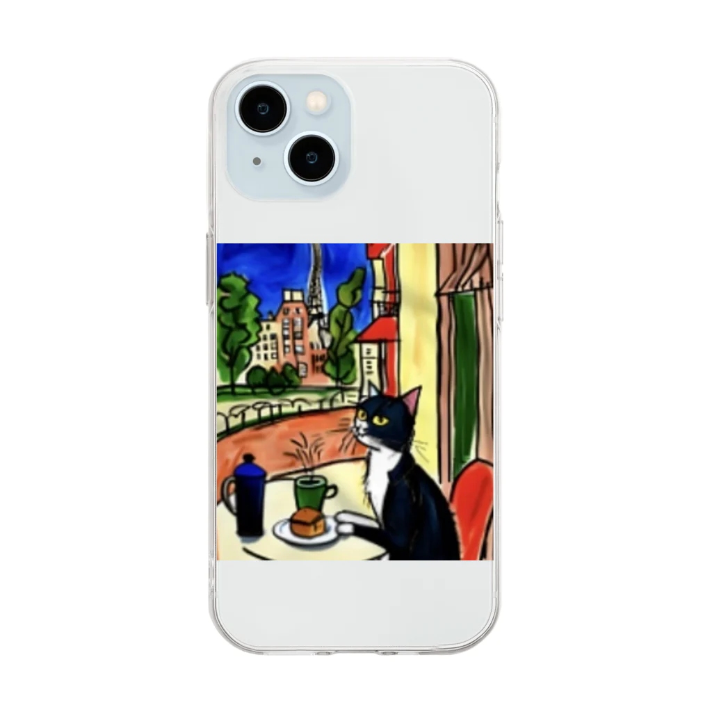 Ppit8のCat in Paris . Soft Clear Smartphone Case