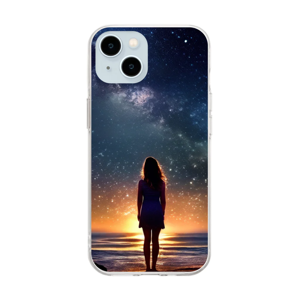 yuna_ch__の夏の夜 Soft Clear Smartphone Case