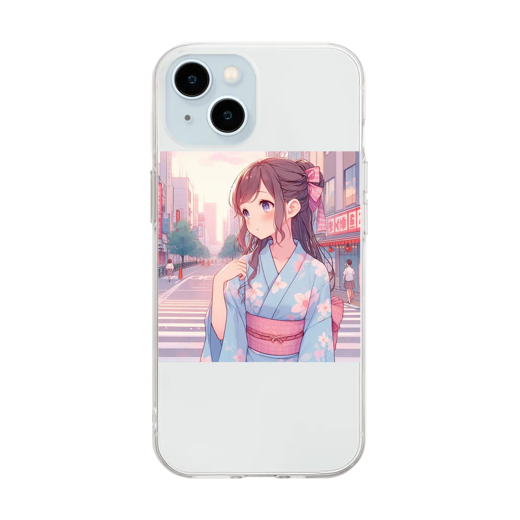 yukatagirlsの「あの人、まだかなあ？」 Soft Clear Smartphone Case