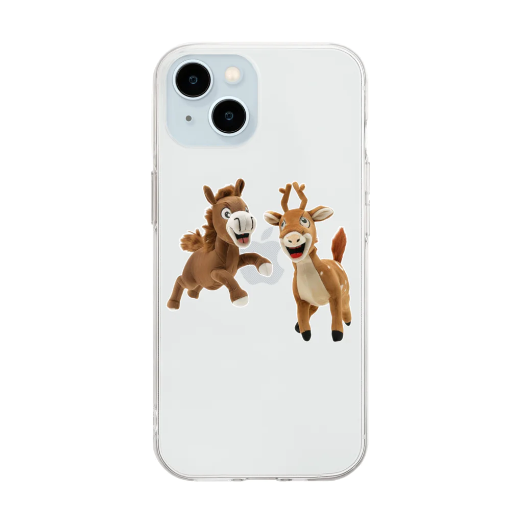 soiのuma and shika Soft Clear Smartphone Case