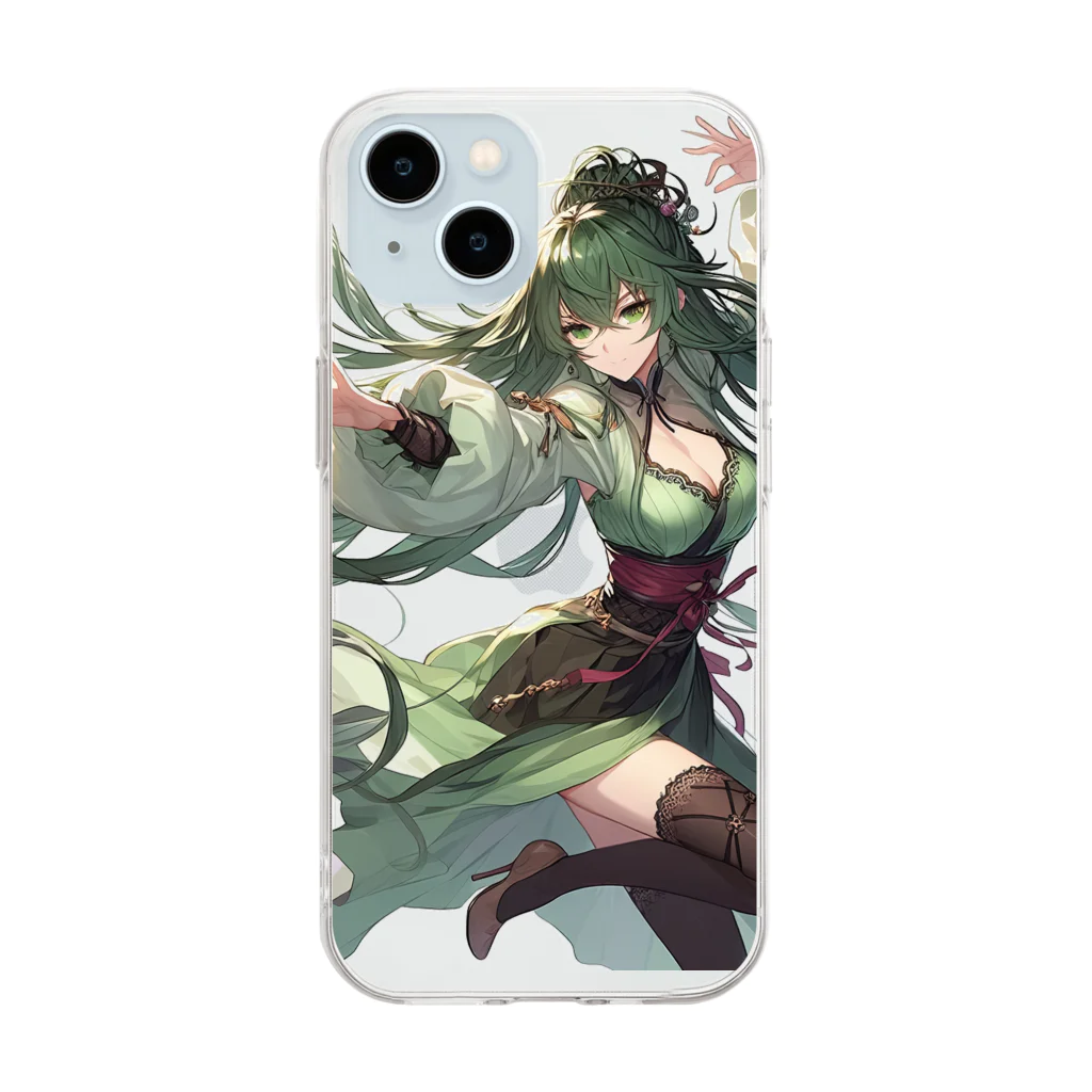 ryo-ishの碧の髪の少女 Soft Clear Smartphone Case