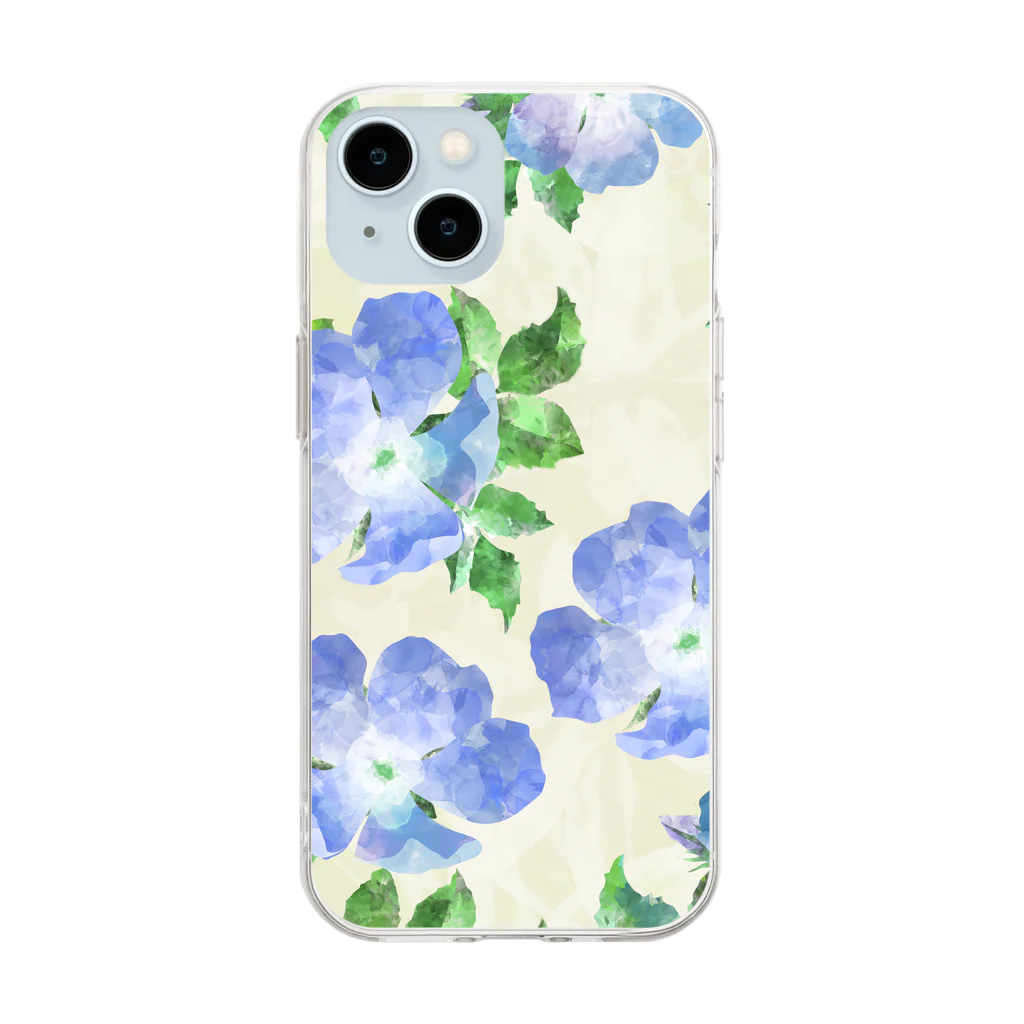 muumoonchildのブルーローズ Soft Clear Smartphone Case