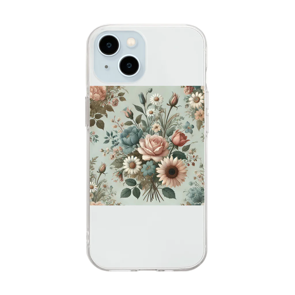 Makisuのきれいな花柄 Soft Clear Smartphone Case