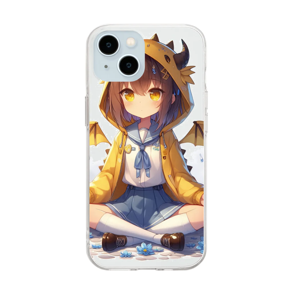 dramusumeのドラ娘、瞑想す Soft Clear Smartphone Case