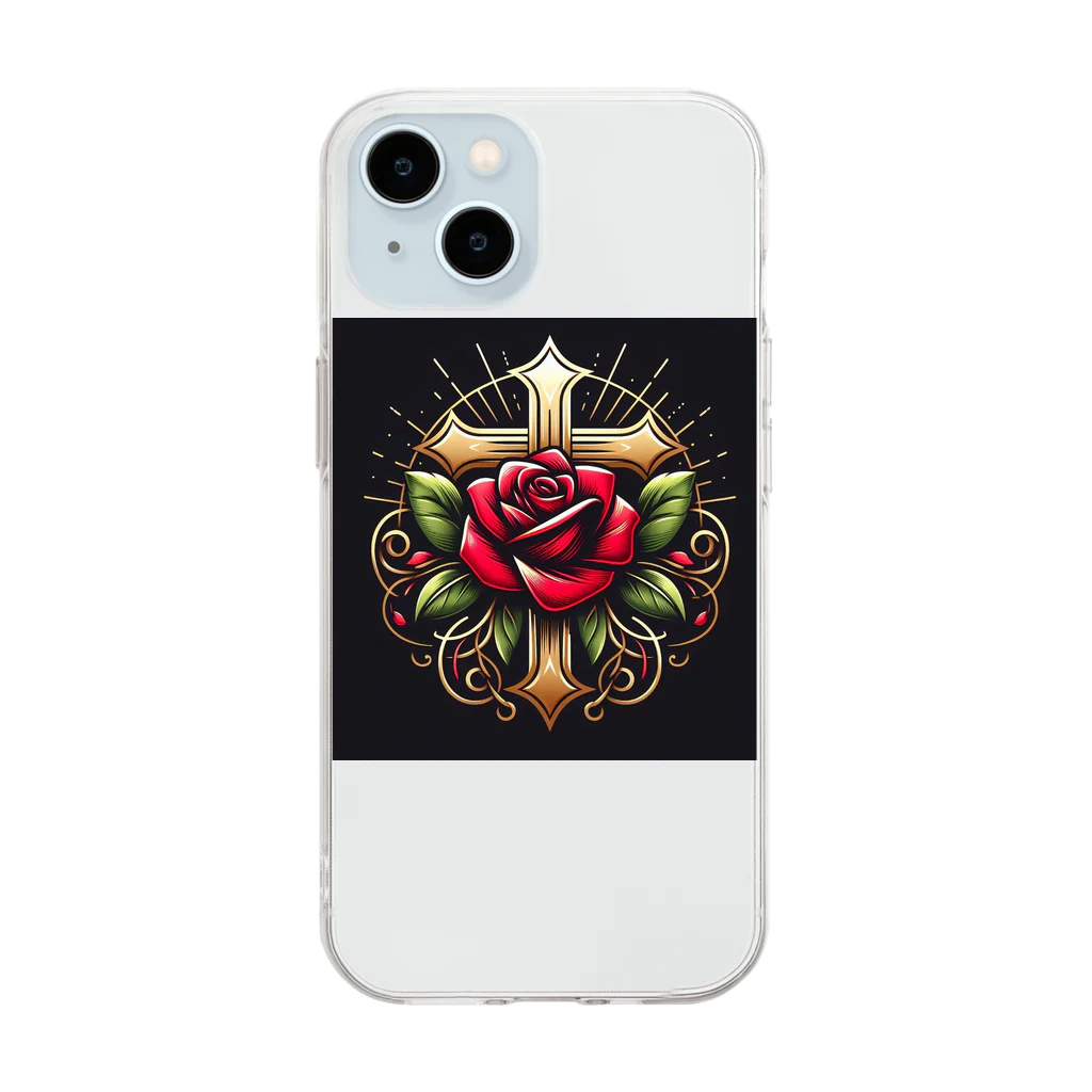 ninja-vUPYzGSUAplbの薔薇クロス Soft Clear Smartphone Case