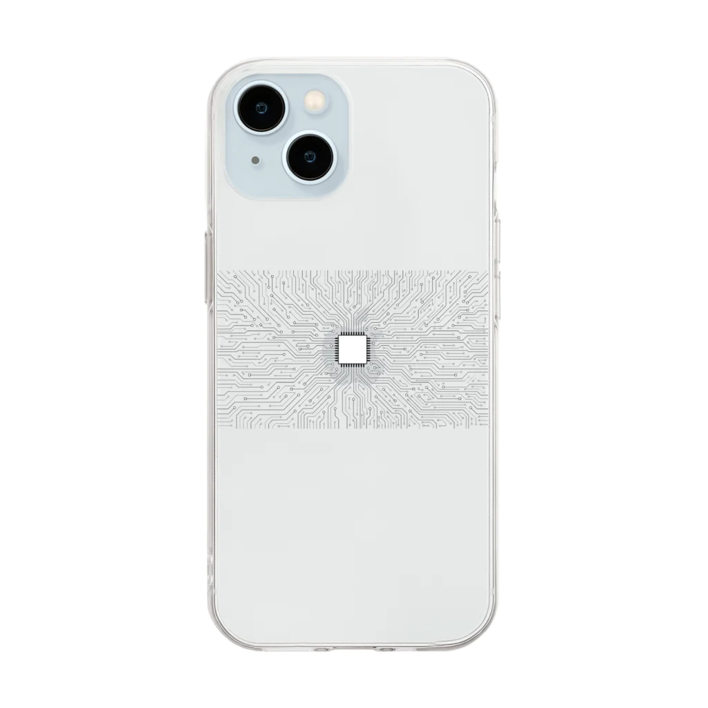 レールファン&スピリチュアルアイテムショップの基板　配線 Soft Clear Smartphone Case