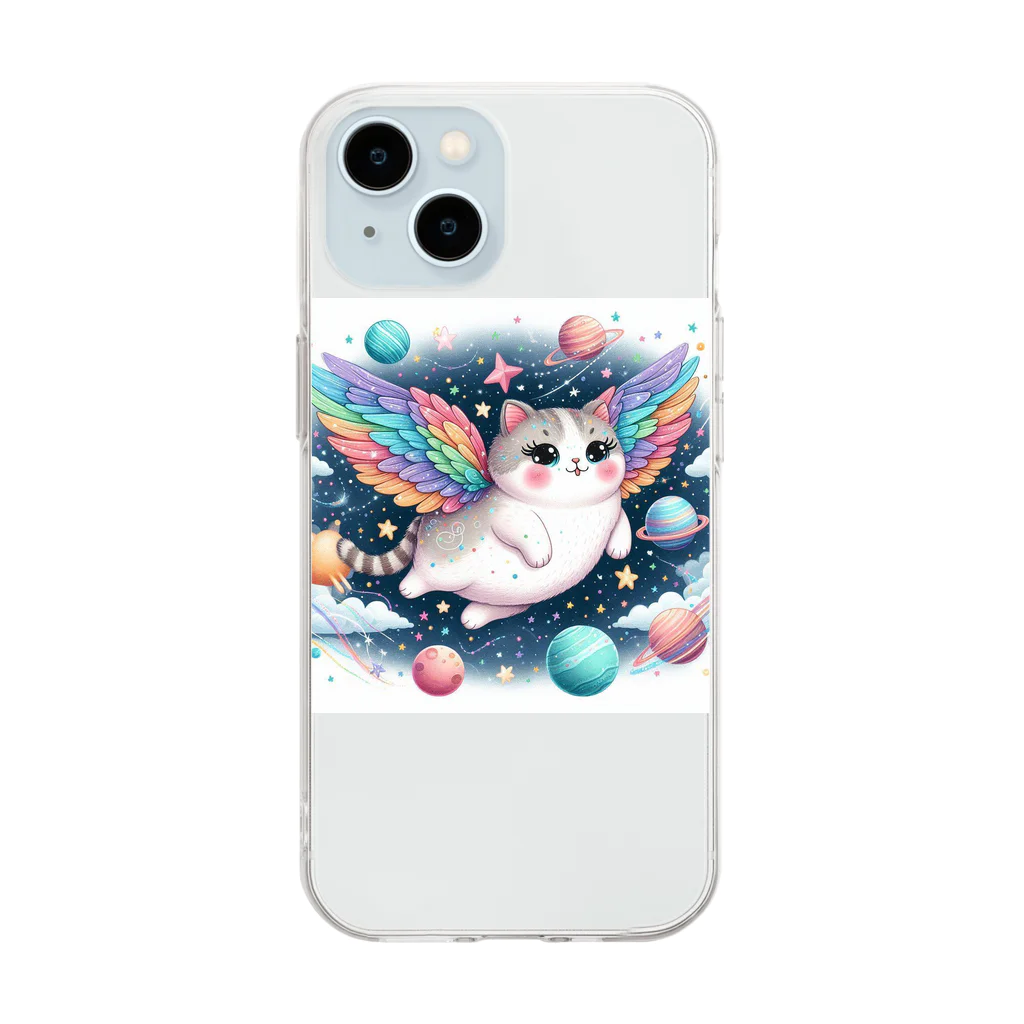 キャットパラダイス☆彡のユニ猫　宇宙空間 Soft Clear Smartphone Case