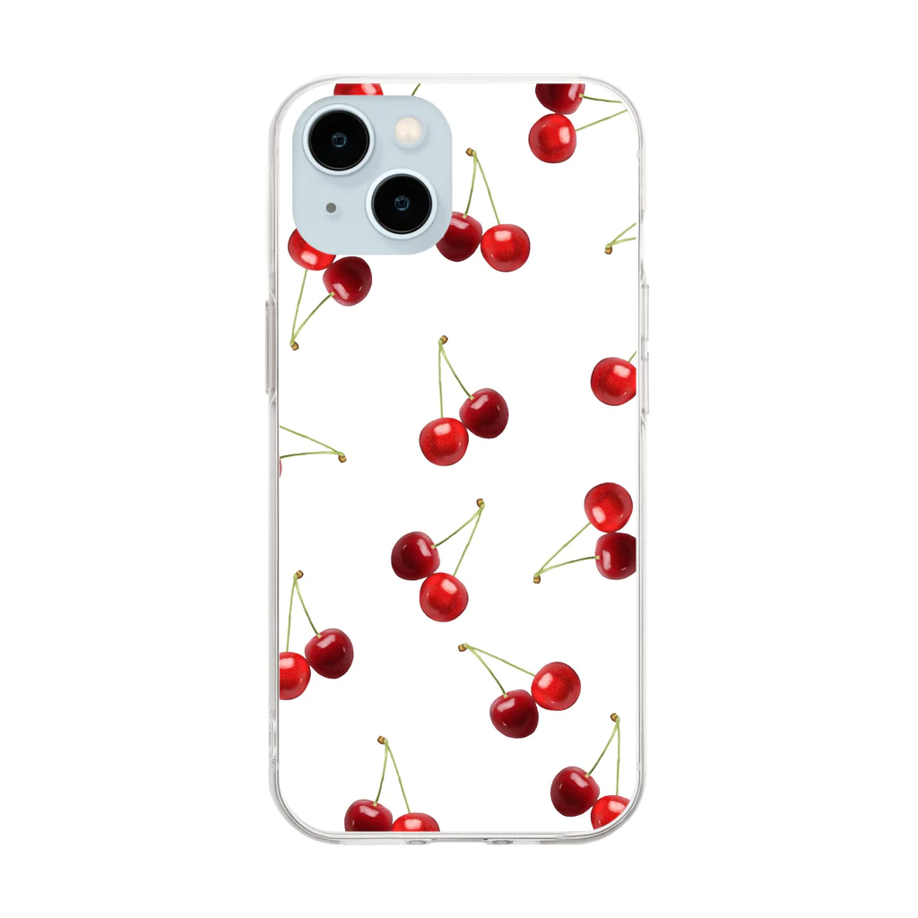 a_sanotokoloのいっぱいさくらんぼスマホケース Soft Clear Smartphone Case