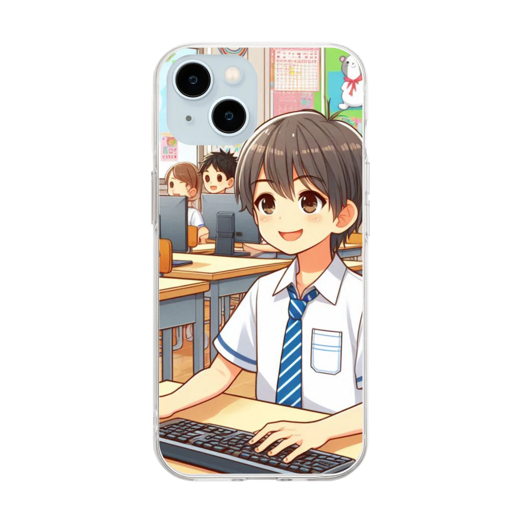 可愛い男の子イラスト販売所　By,keicyanの男の子　中学1年生　パソコン部 Soft Clear Smartphone Case