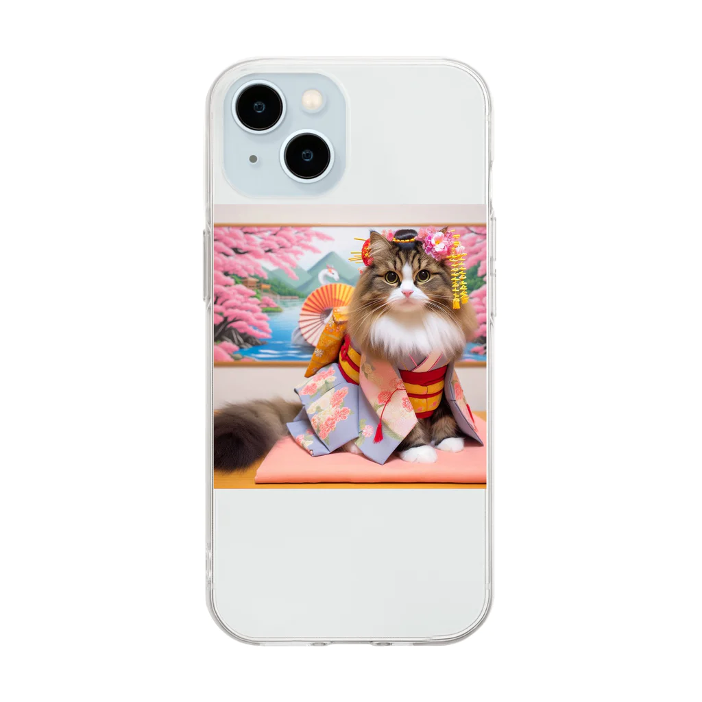 sophie138の舞妓ネコおにゃん Soft Clear Smartphone Case