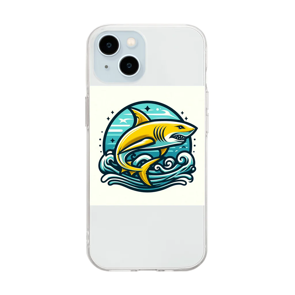 マリンの黄色いサメ Soft Clear Smartphone Case