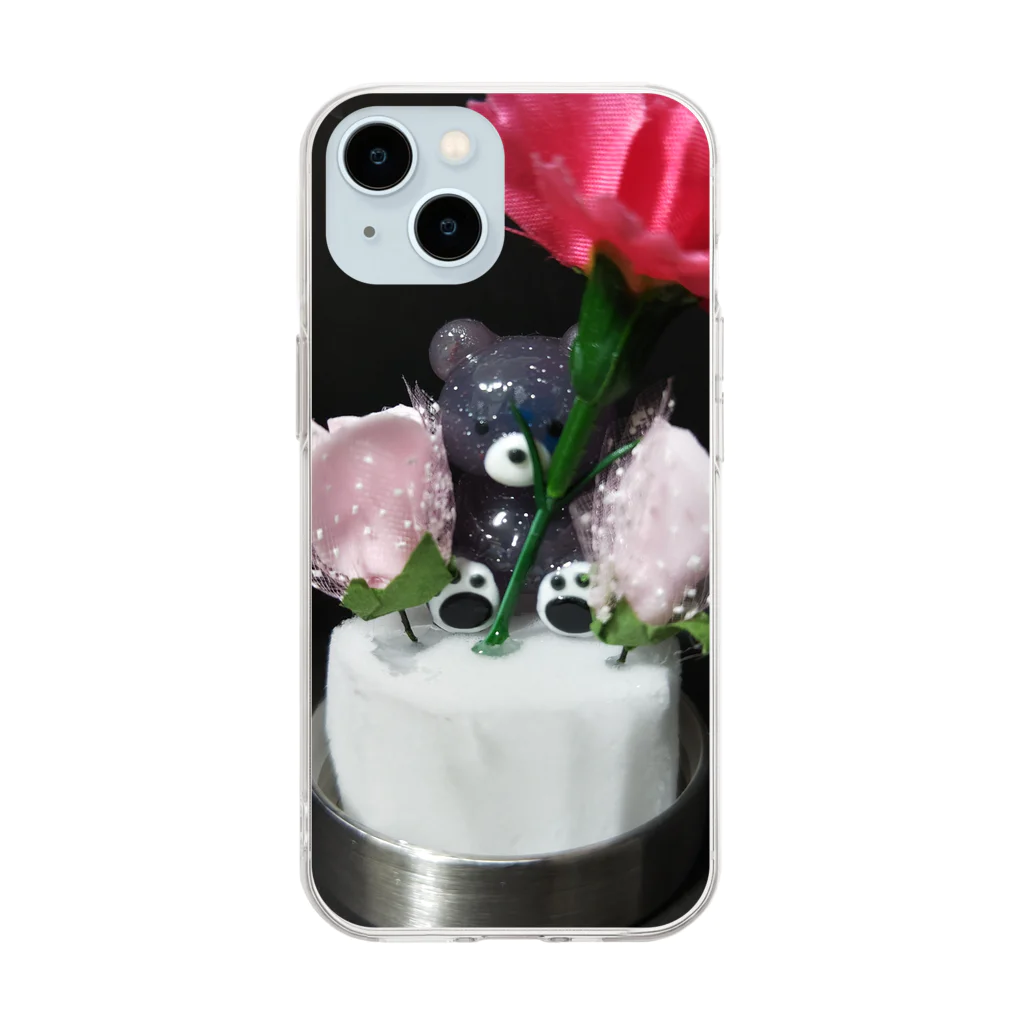 Ik0220の黒クマさんからのプレゼント Soft Clear Smartphone Case