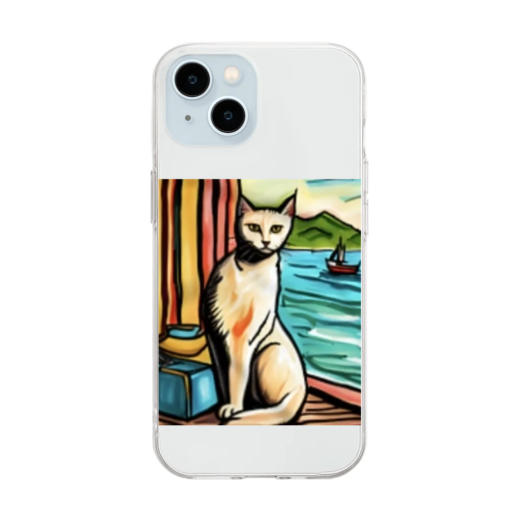 Ppit8のchaton blanc Soft Clear Smartphone Case