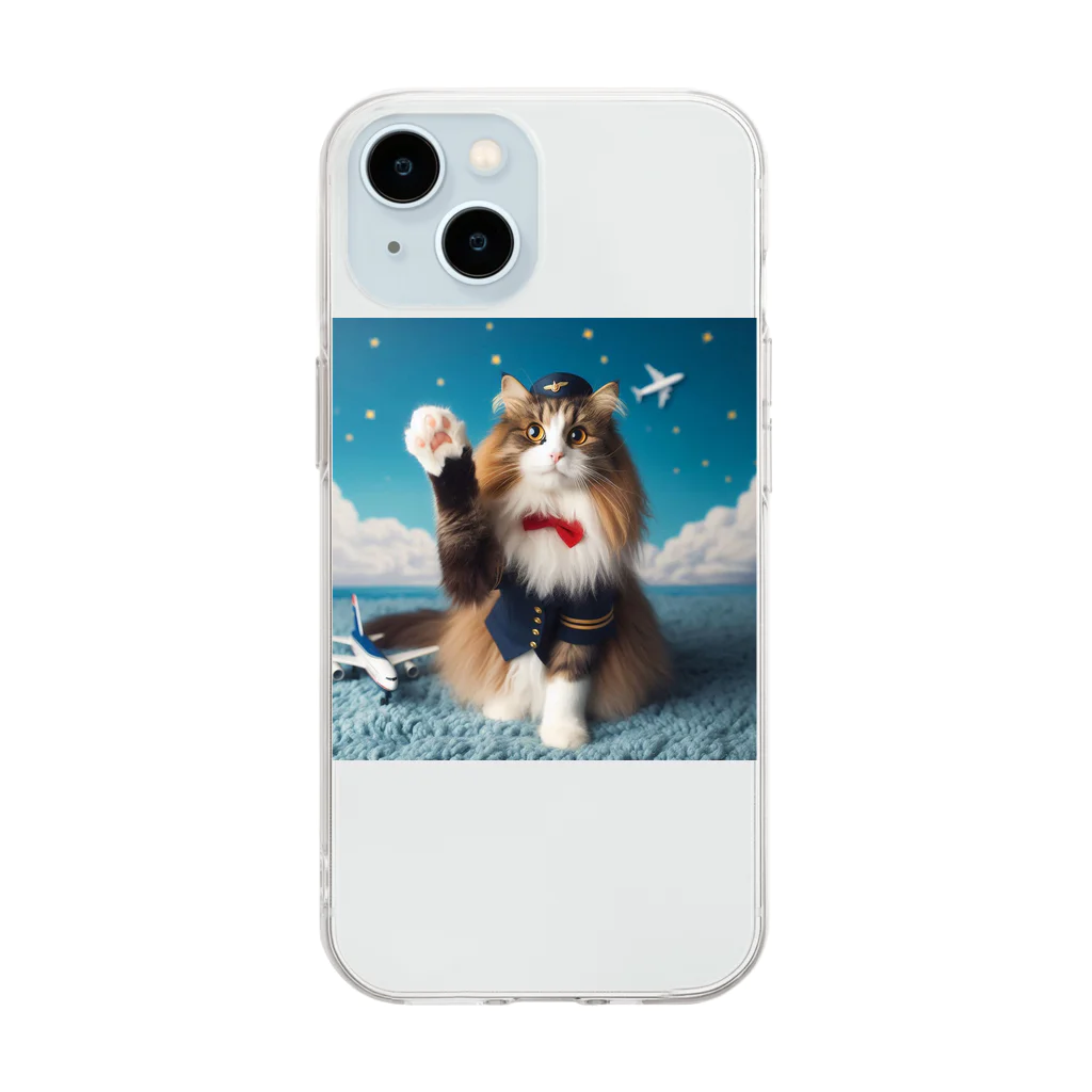 sophie138の猫の客室乗務員 Soft Clear Smartphone Case