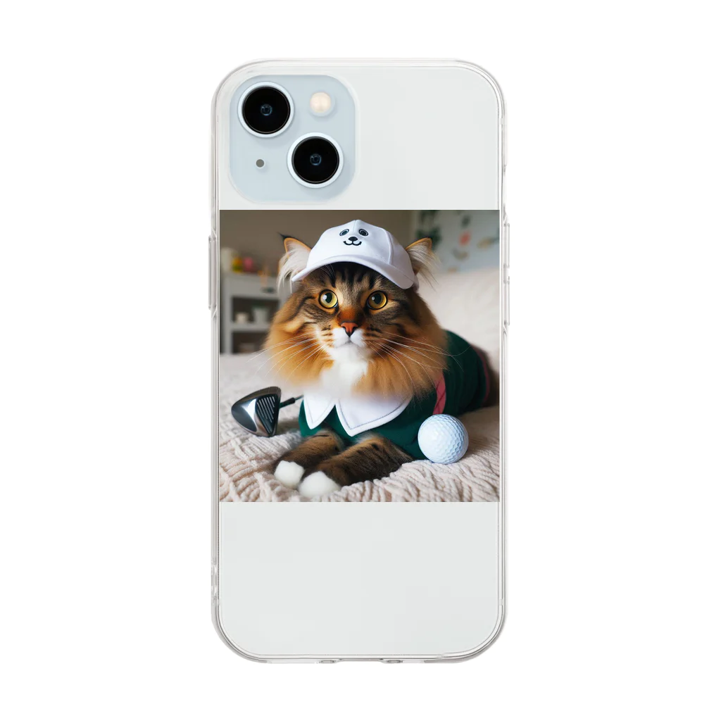 sophie138の猫ゴルファー Soft Clear Smartphone Case