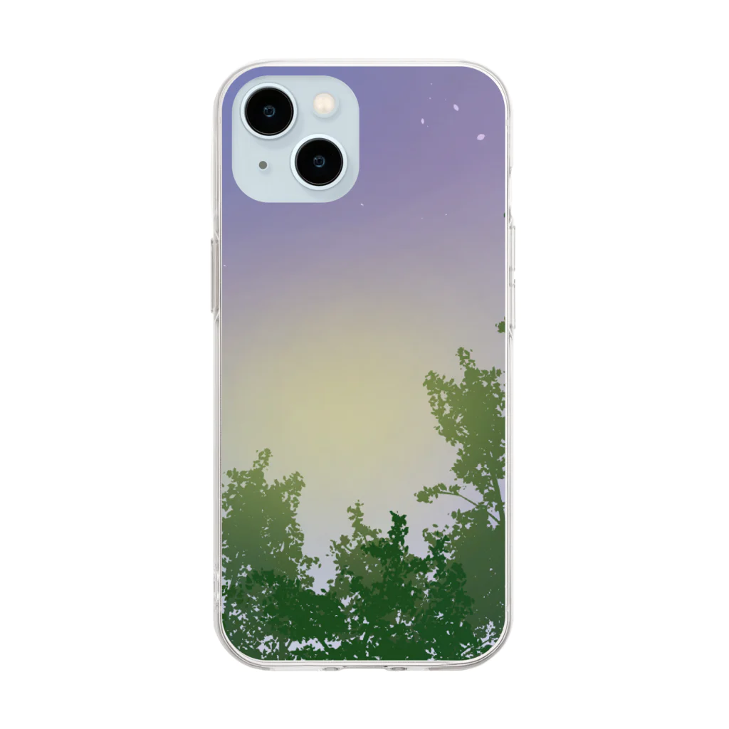 atelier_lapislazuliの夜空 Soft Clear Smartphone Case