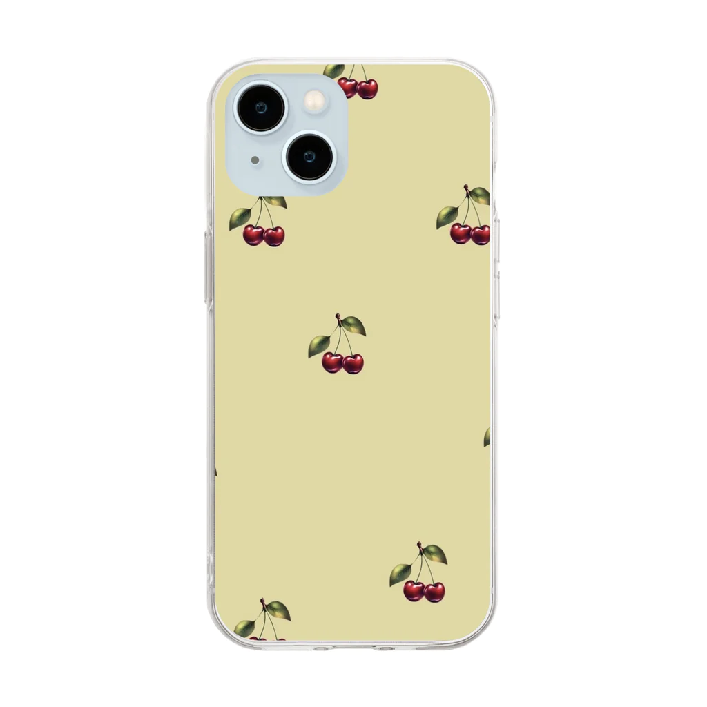 Giraffeinkのさくらんぼ Soft Clear Smartphone Case