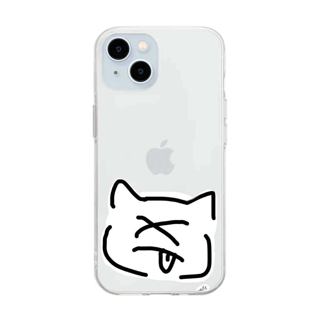 🅼🅰🅳🅴 ​ 🅸🅽 ​ 🅲🅷🅴🅼🅸🅲🅰🅻 🐾のシュレーディンガーのいててにゃんこ Soft Clear Smartphone Case