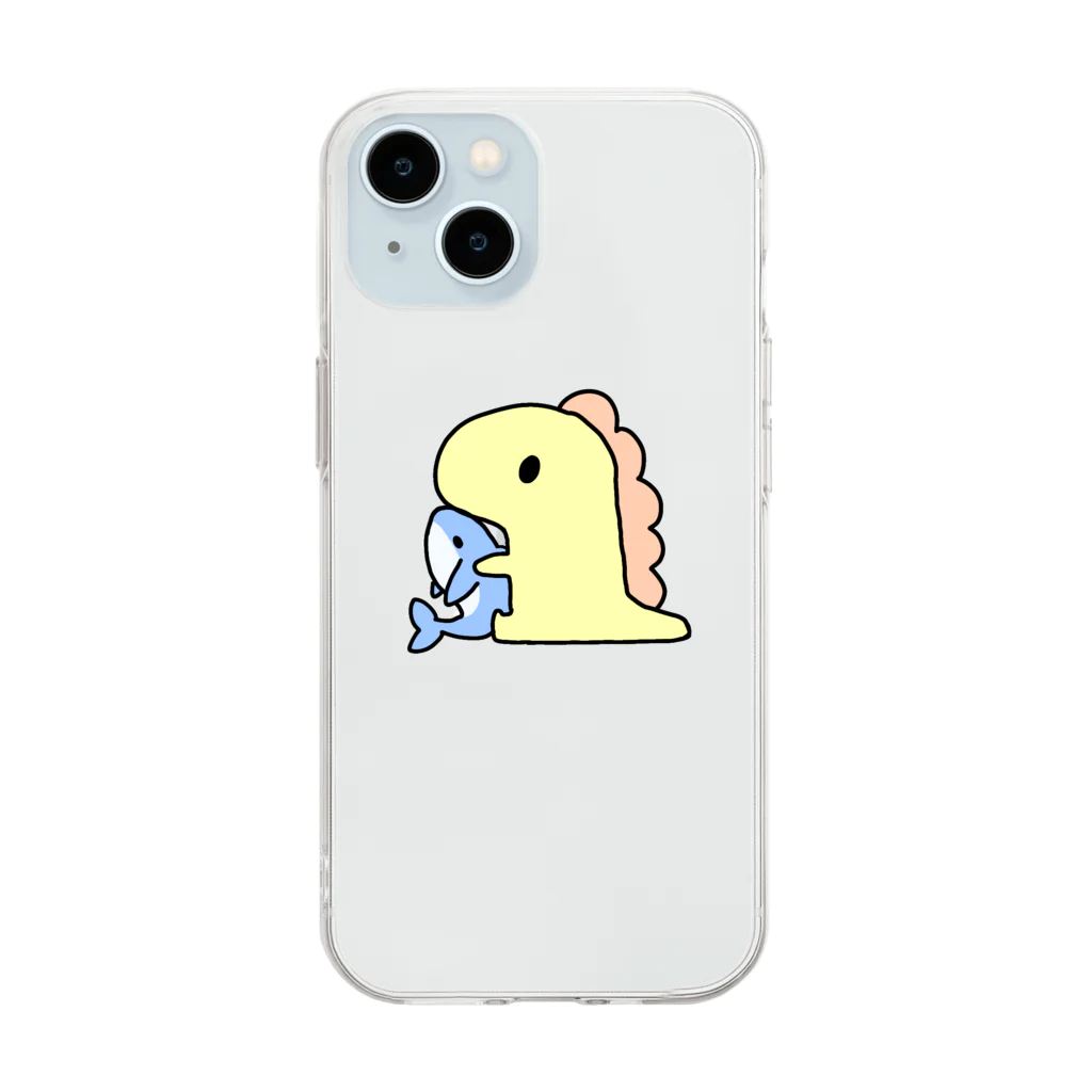 こたまるしゃーく ( ・∇・)のきょうりゅうくんとさめ。 Soft Clear Smartphone Case