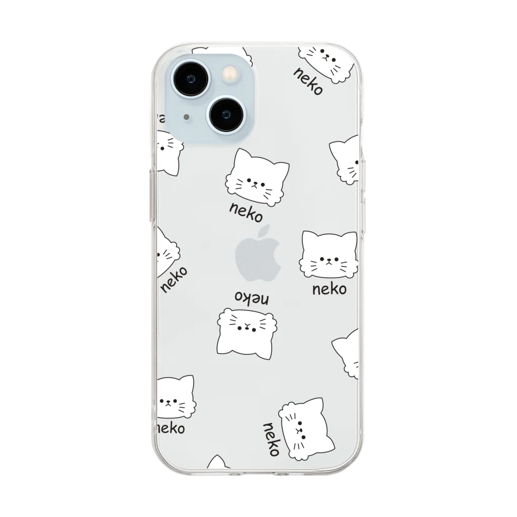 もにゃのneko(シンプル) Soft Clear Smartphone Case