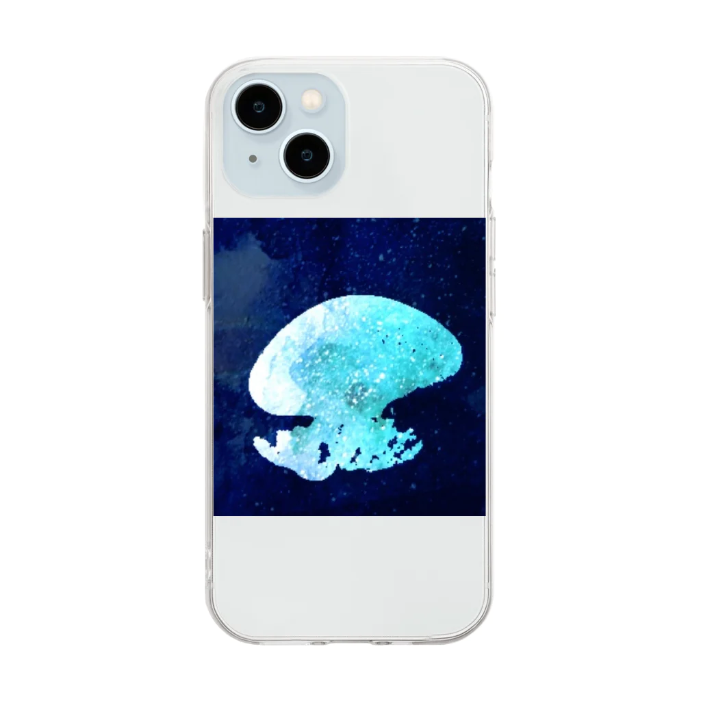 空飛ぶ猫 sakuuの座り込む海月くん Soft Clear Smartphone Case