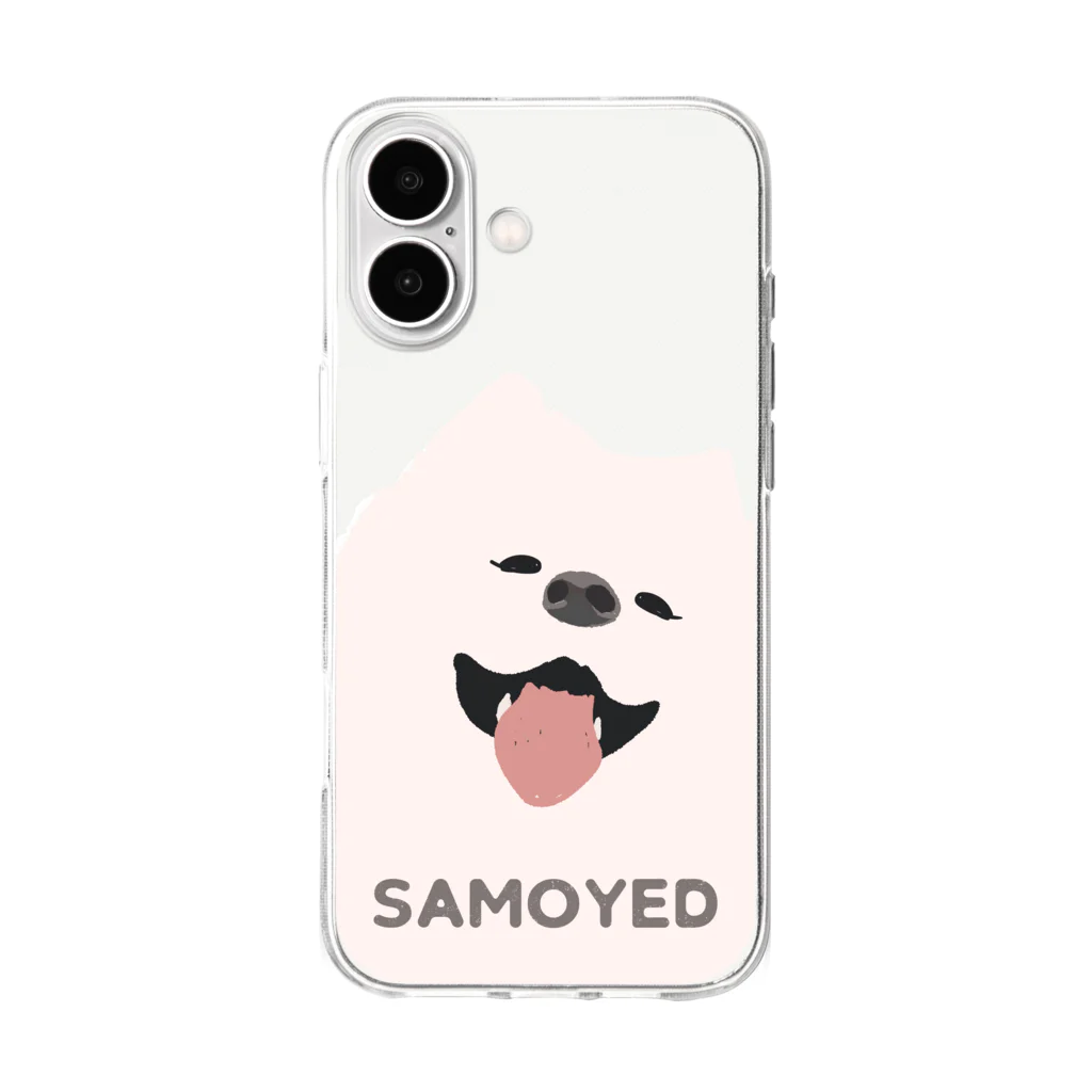 【公式】こっつん商店のサモエドが微笑んでる Soft Clear Smartphone Case