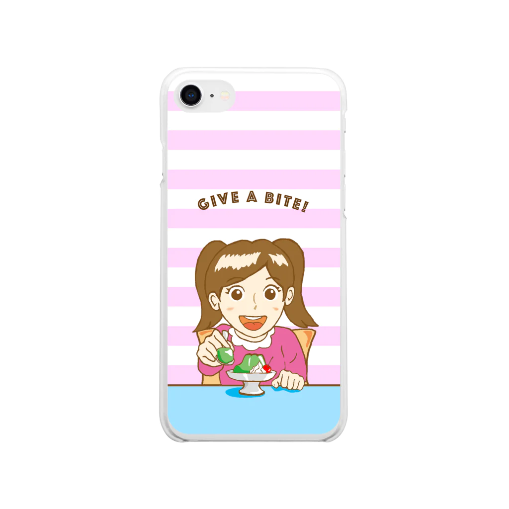 N's Creationのゼリーを食べる少女 Soft Clear Smartphone Case