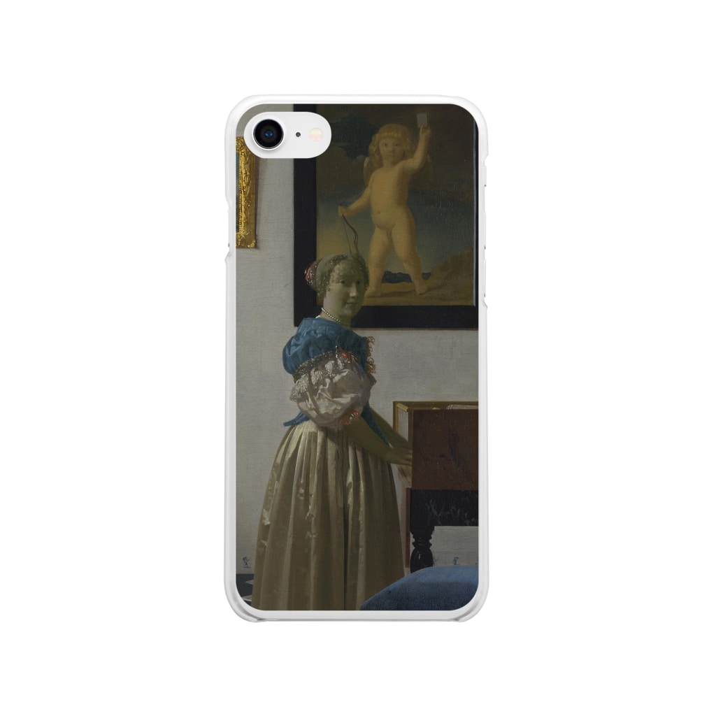 SONOTENI-ARTの008-008　フェルメール　『ヴァージナルの前に立つ女』　クリア　スマホケース　iPhone SE(2,3)/8/7/6s/6専用デザイン　CC1 Soft Clear Smartphone Case