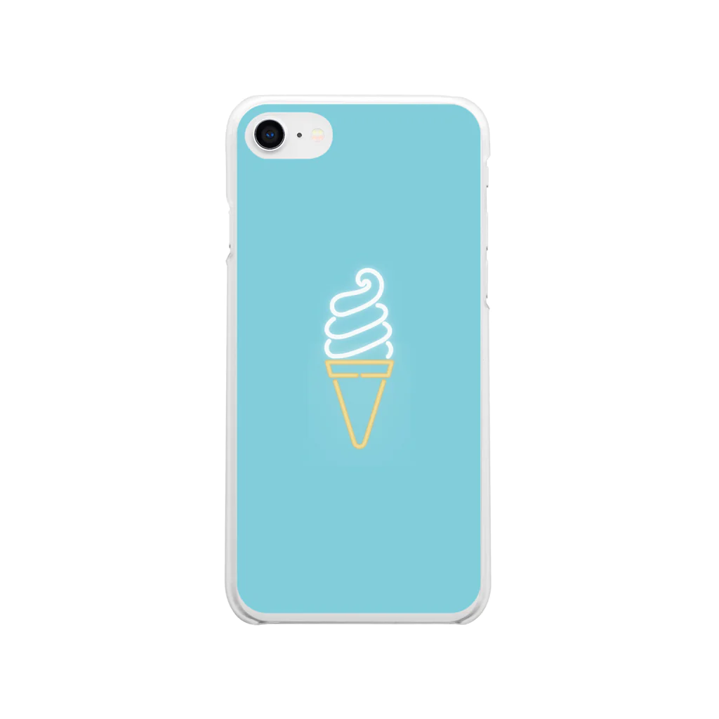 marinaのソフトクリーム（neon mint small） Soft Clear Smartphone Case