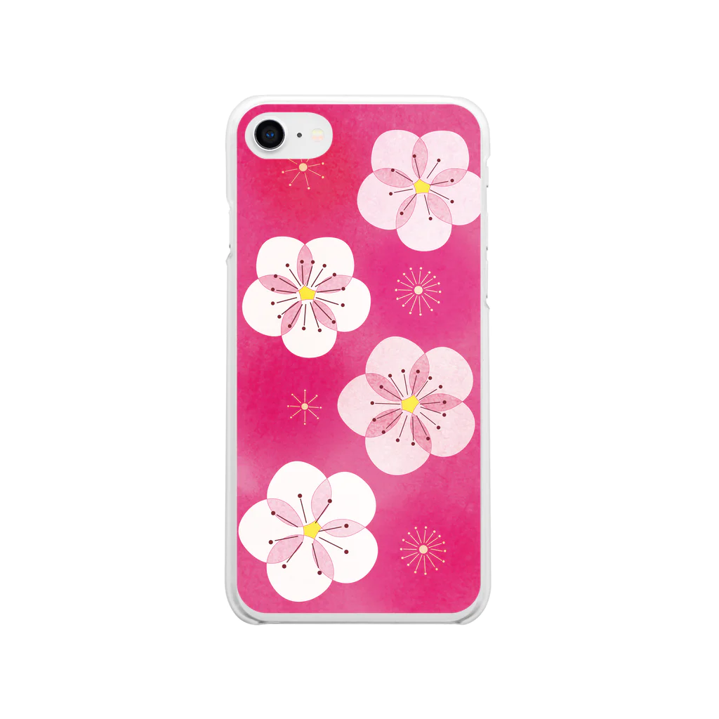 yasuha1108の白梅が咲くピンクのクリアスマートフォンケース【Iphone:7,8】 ソフトクリアスマホケース