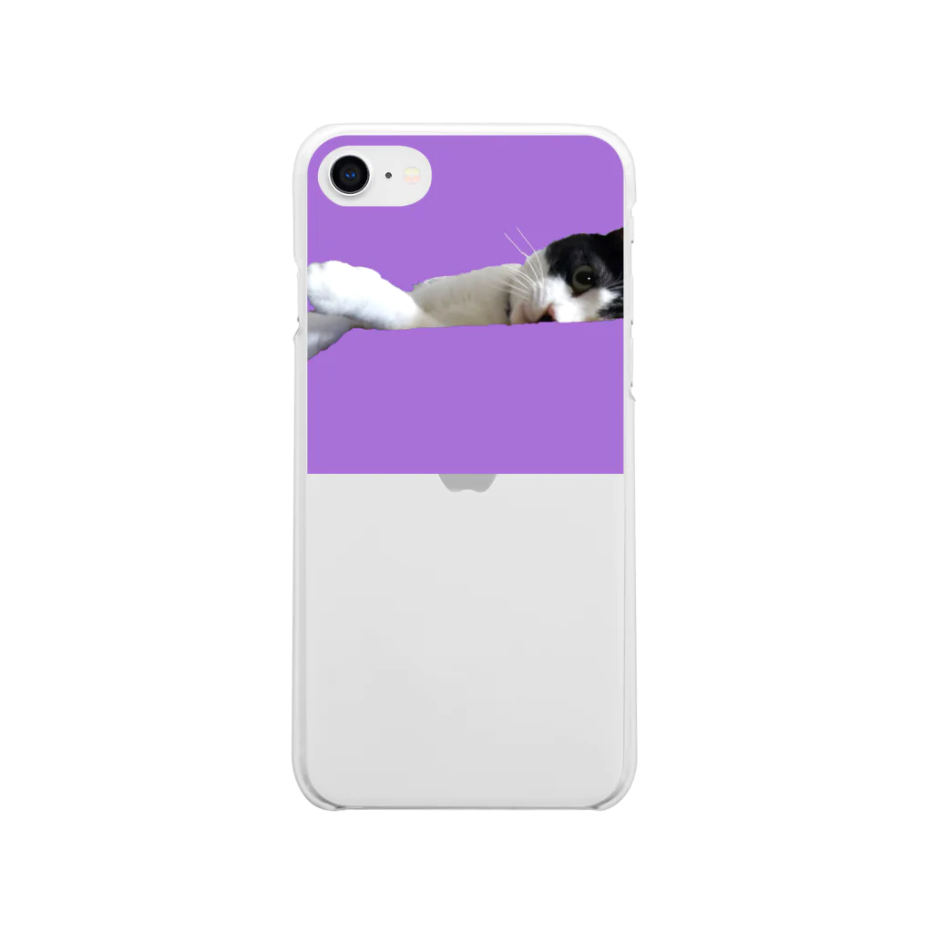 猫好きの横たわりはちわれ猫 Soft Clear Smartphone Case