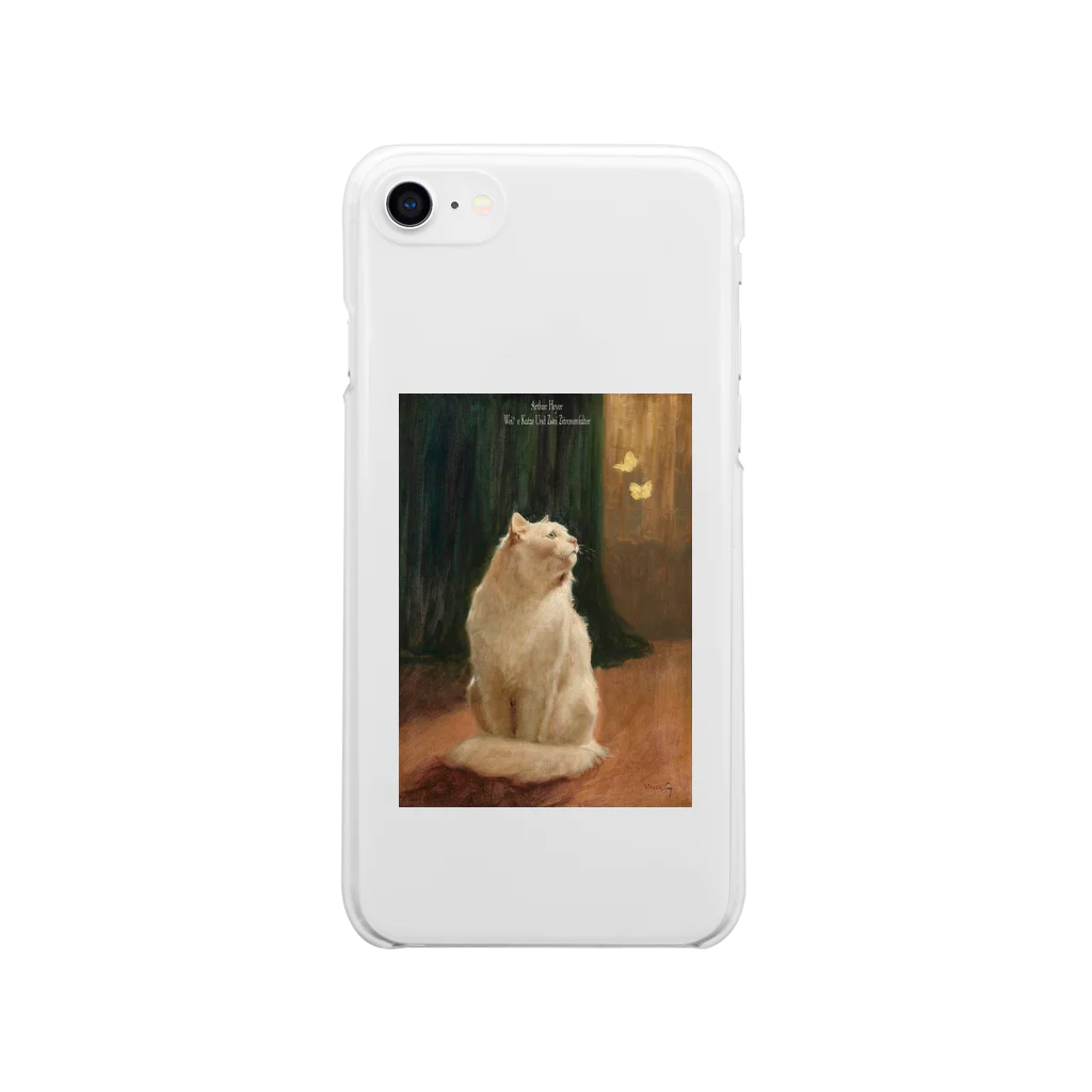 ゆーさんのアルトゥール・ヘイヤー　Weiße Katze Und Zwei Zitronenfalter Soft Clear Smartphone Case