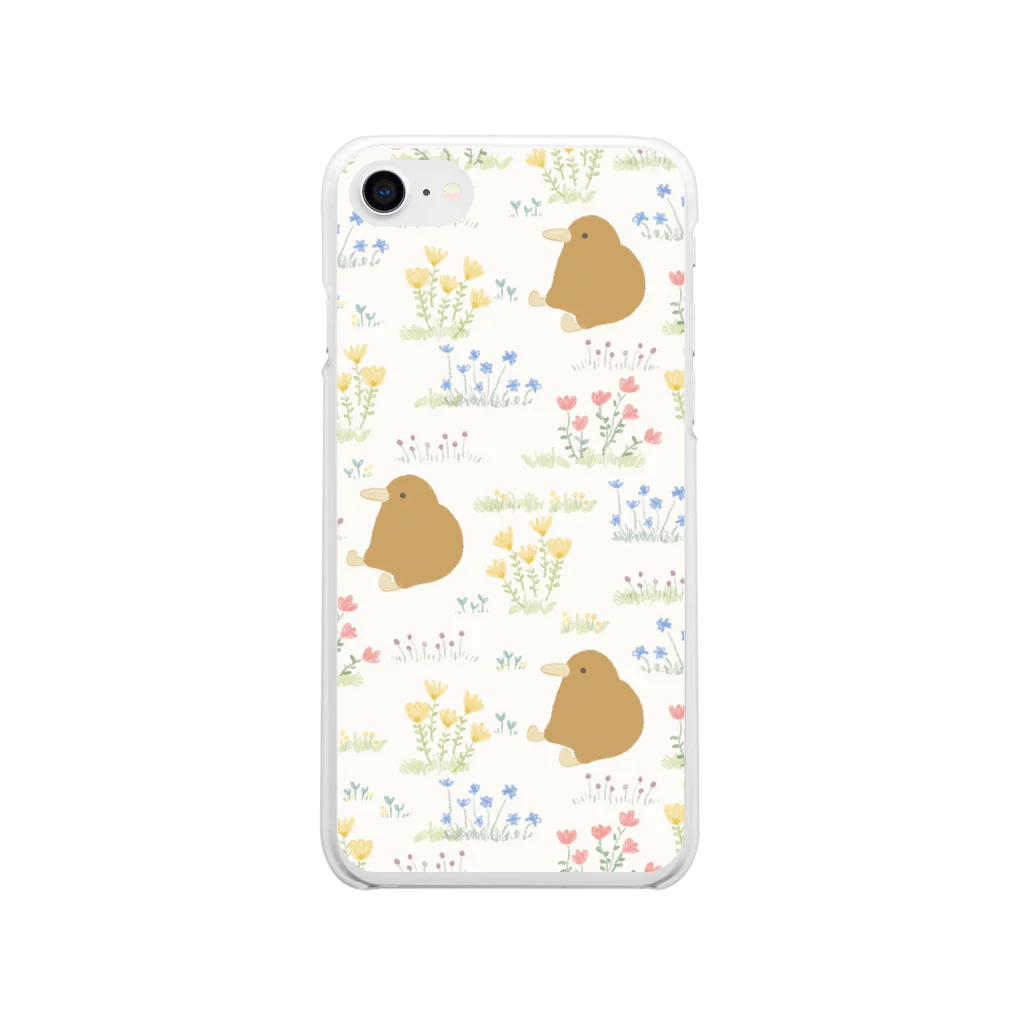 mmfumのお花畑とキーウィ Soft Clear Smartphone Case